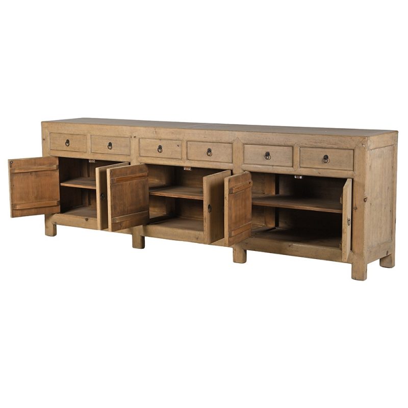 Kansu Natural Pine Extra Large Oriental Sideboard Oriental Sideboard UK