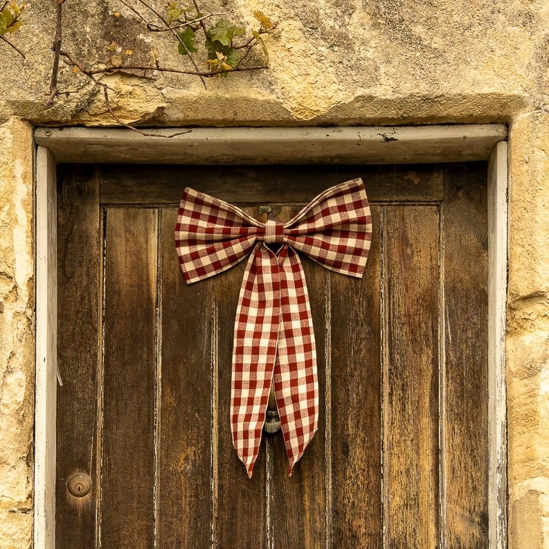 Pomegranate Red Gingham Cotton Large Christmas Bow Christmas Bow UK