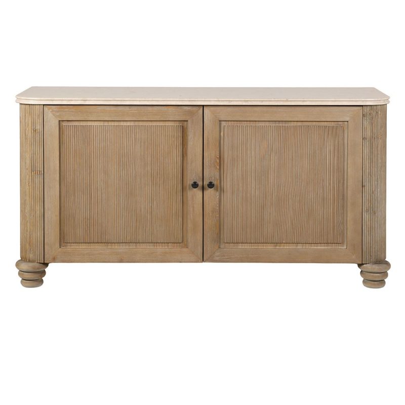 Weathered Ribbed Pine Large Cupboard With Stone Top Stone Top UK