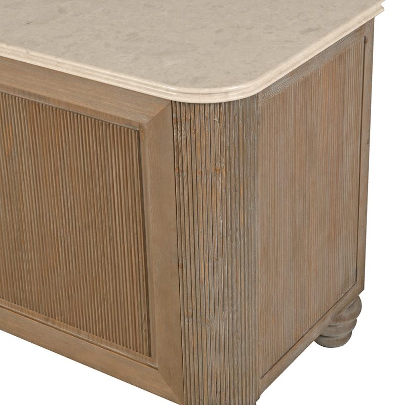 Weathered Ribbed Pine Large Cupboard With Stone Top Stone Top UK