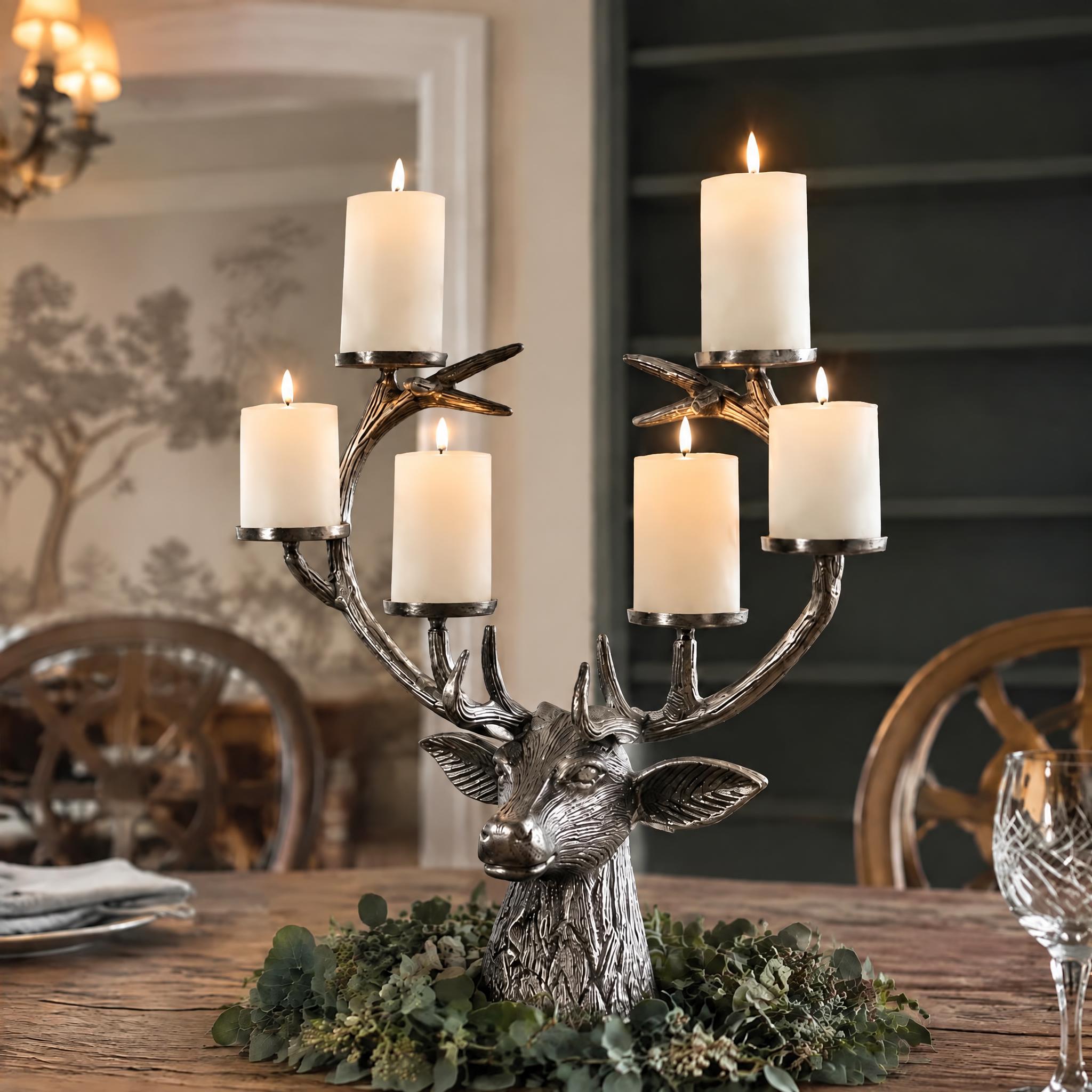 Aluminium Stag Deer Head Decorative Candelabra Decorative Candelabra UK