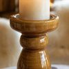 Winter Hearth Amber Crackle Glaze Candlestick - Large - Large UK