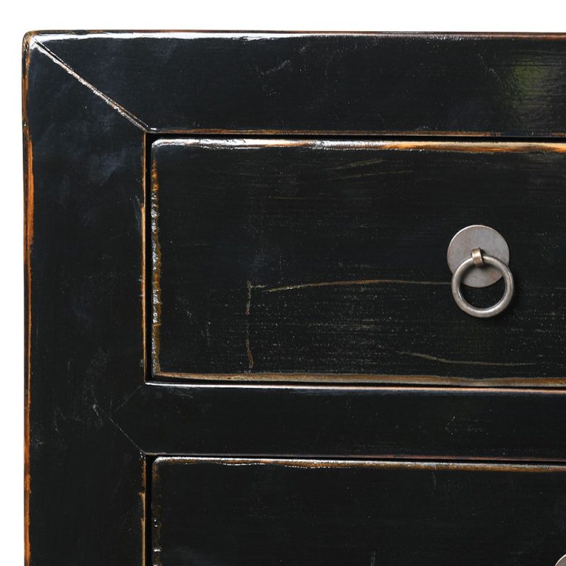 Dynasty Distressed Black Oriental 190cm Sideboard 190cm Sideboard UK