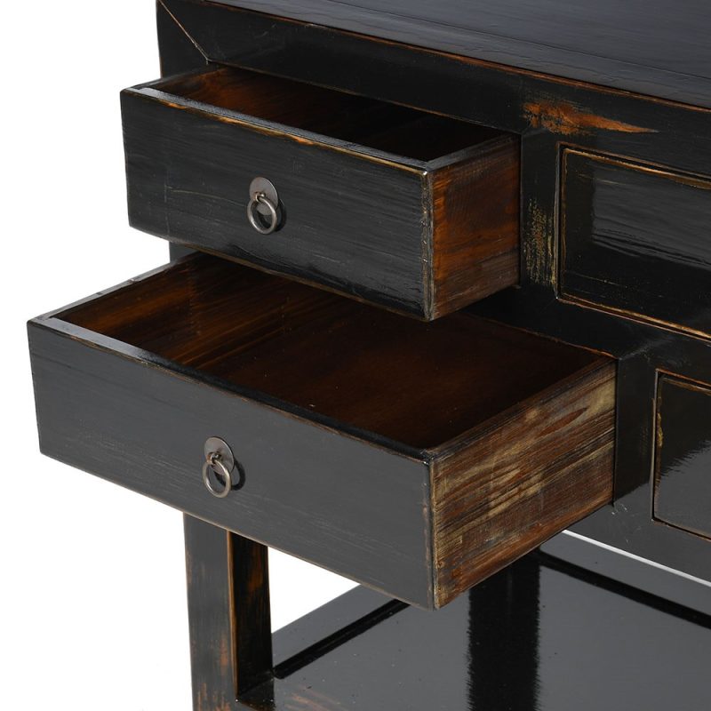 Dynasty Distressed Black Oriental 190cm Sideboard 190cm Sideboard UK