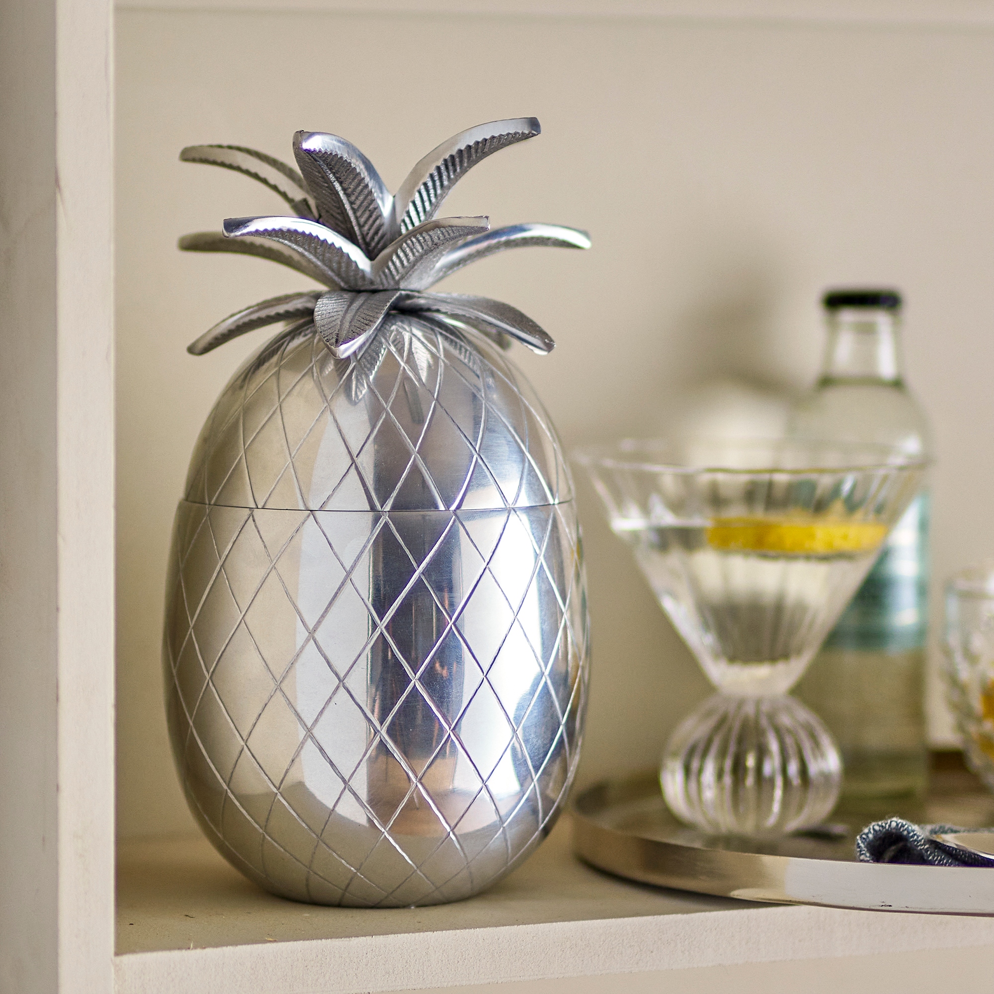 Pineapple Ice Bucket in Sterling Silver Finish Silver Finish UK