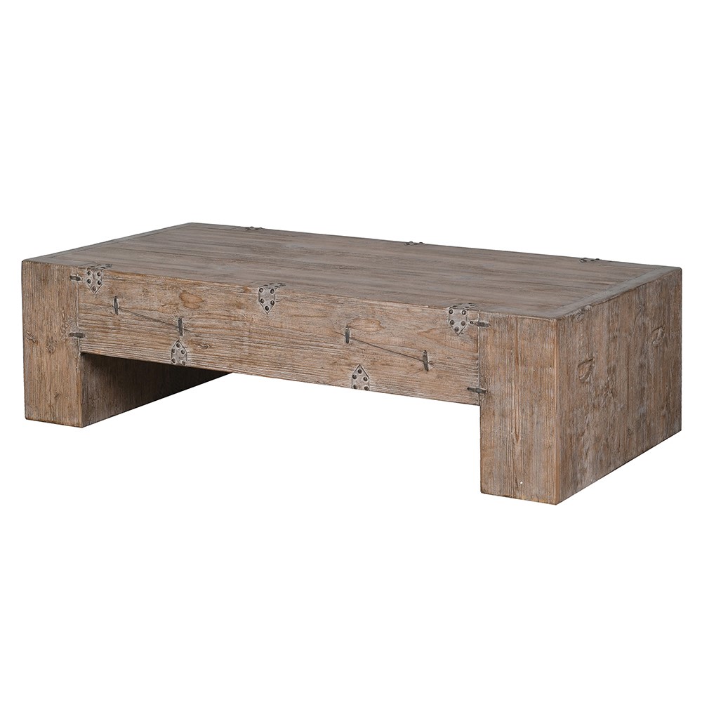 Kansu Natural Pine Handcrafted Block Low Coffee Table Coffee Table UK